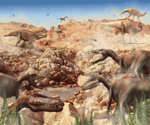 yapboz Kayalık bir arazide Dinozorlar